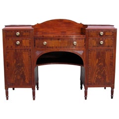 Antique American Sheraton Mahogany Sideboard with Flanking Cabinets, Circa 1820
