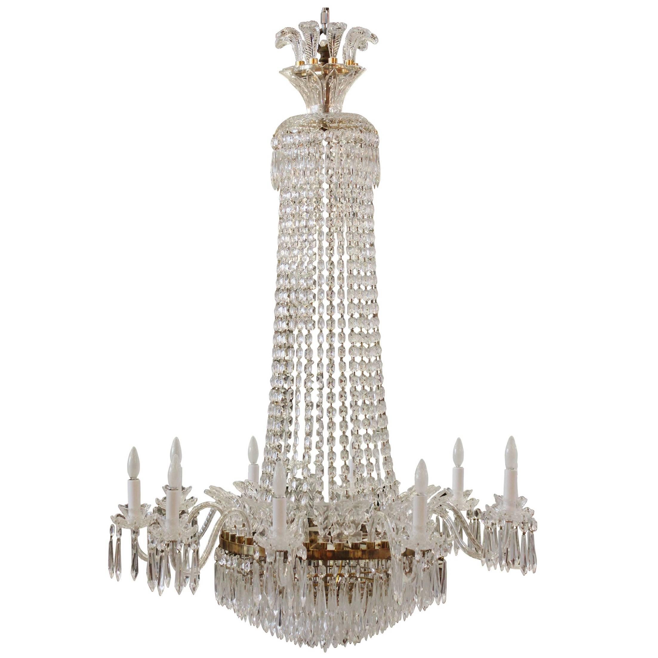 A Impressive Custom Waterford Crystal Chandelier, 65 inches long For Sale