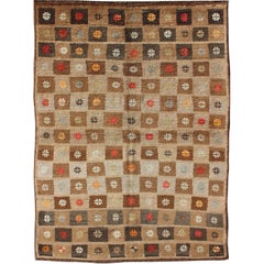 Unique Vintage Turkish Oushak Kars Rug