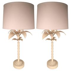 Pair of Large Palm Tree Table Lamps