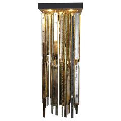 Crystal Fall Wall Lamp Hanging Lighting Double Silvered Glass Sheets Copper Meta 1