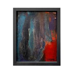 1960s French Abstract Oil Painting in Black, Blue, Green and Red 6