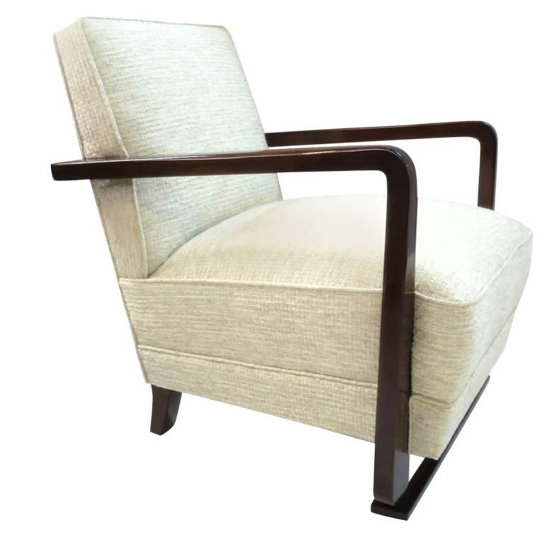 French Art Deco mahogany armchair Cubist Design 