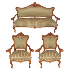 18th Century Italian Baroque Salon Suite Composed of Two Armchairs and a Sofa 6