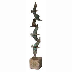Curtis Jere Flying Birds in Bronze and Marble Base, Signed