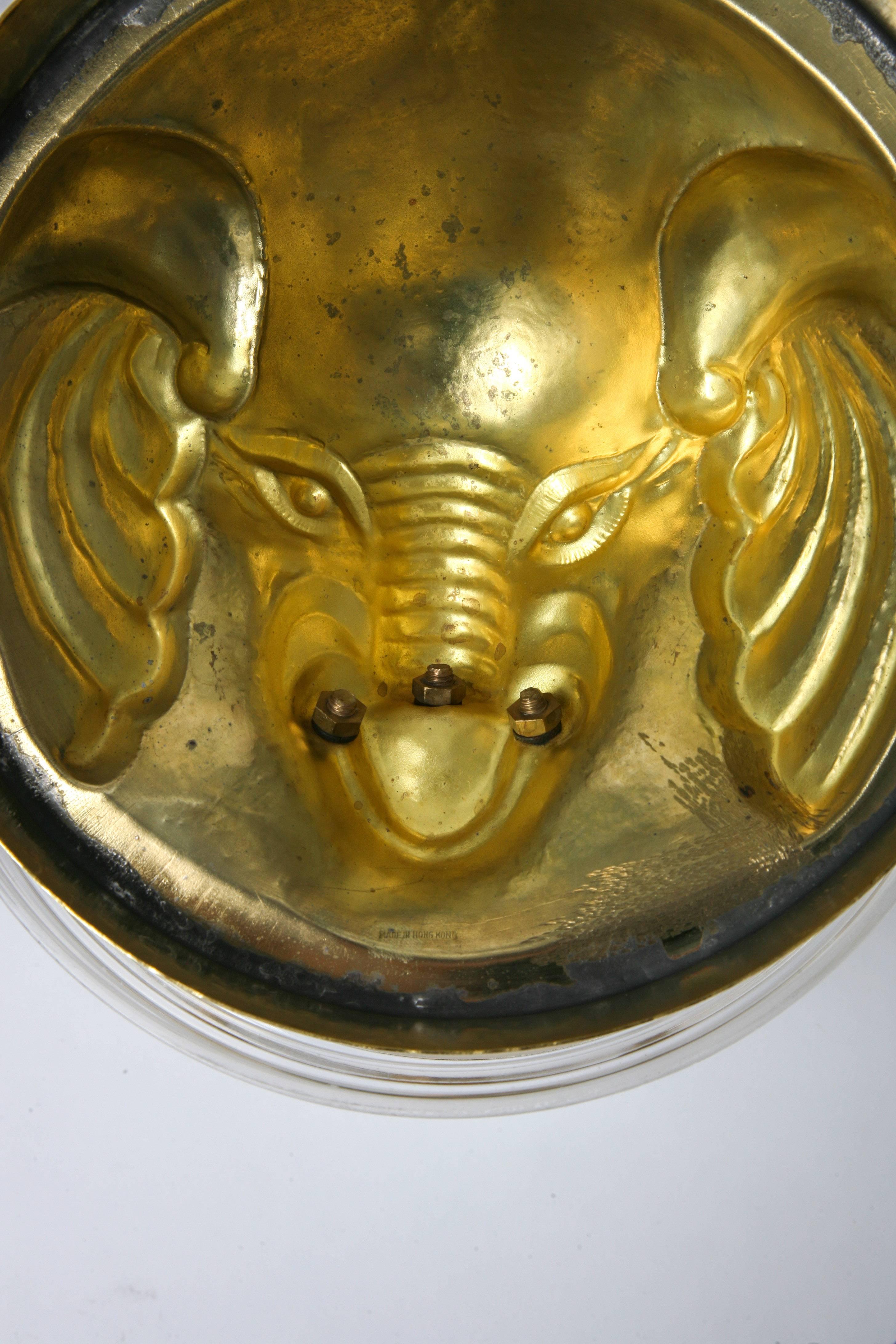 Arthur Court Style, Hollywood Regency, Lucite Ice Bucket, Brass Elephant Head For Sale 3
