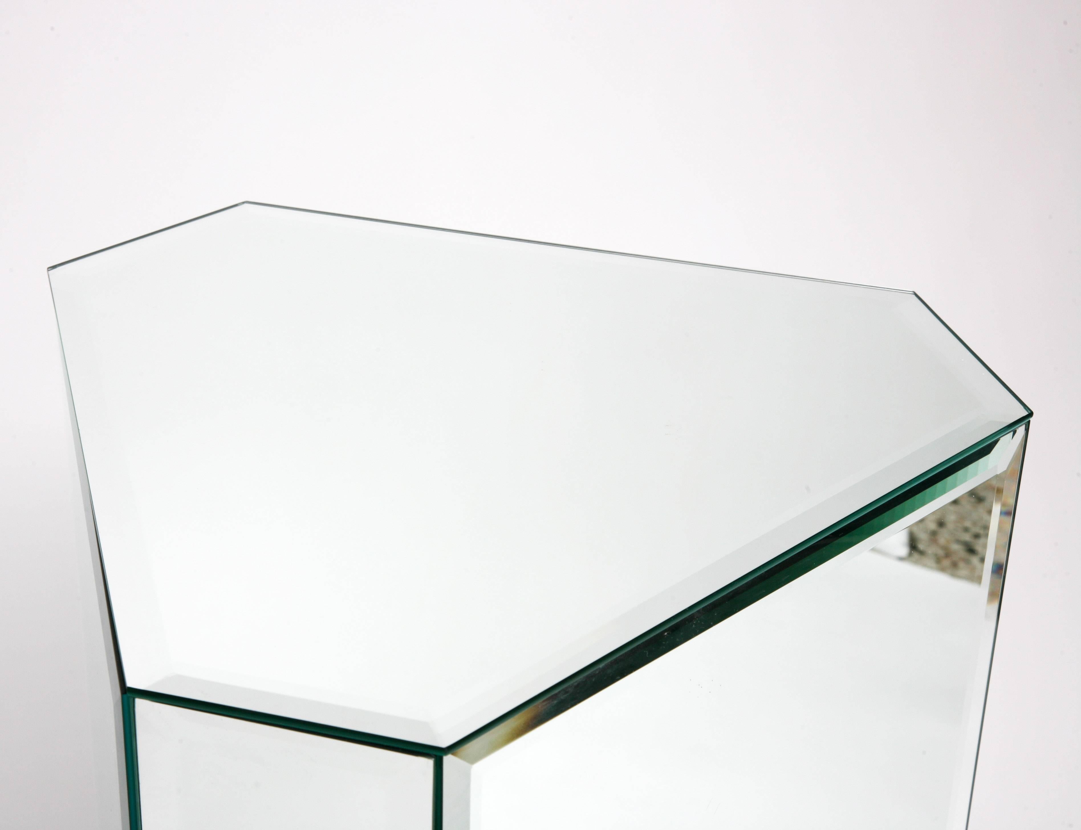 American Pair of Triangular Shaped Mirror Pedestals with Beveled Edges