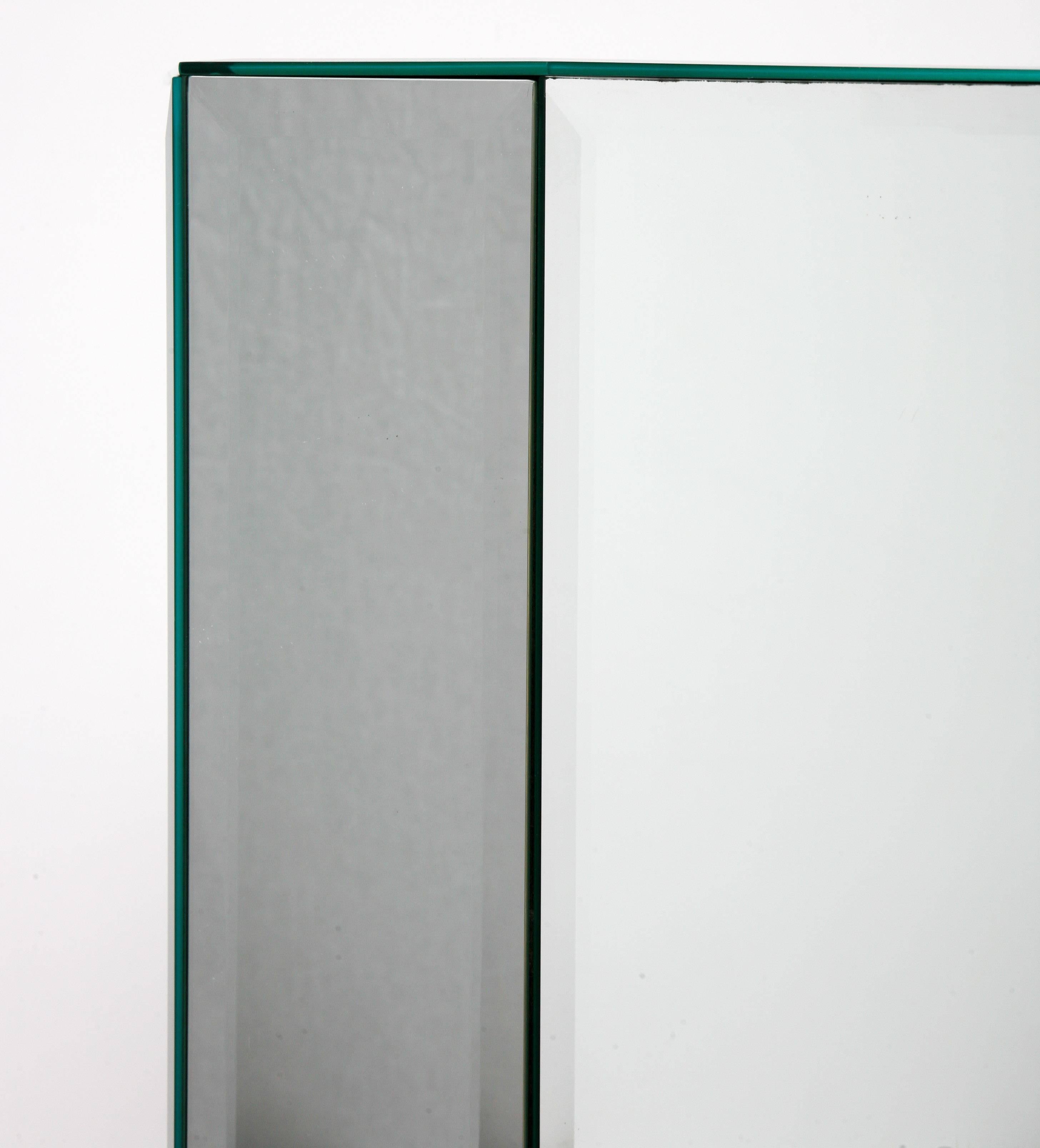 Pair of Triangular Shaped Mirror Pedestals with Beveled Edges In Good Condition In West Palm Beach, FL