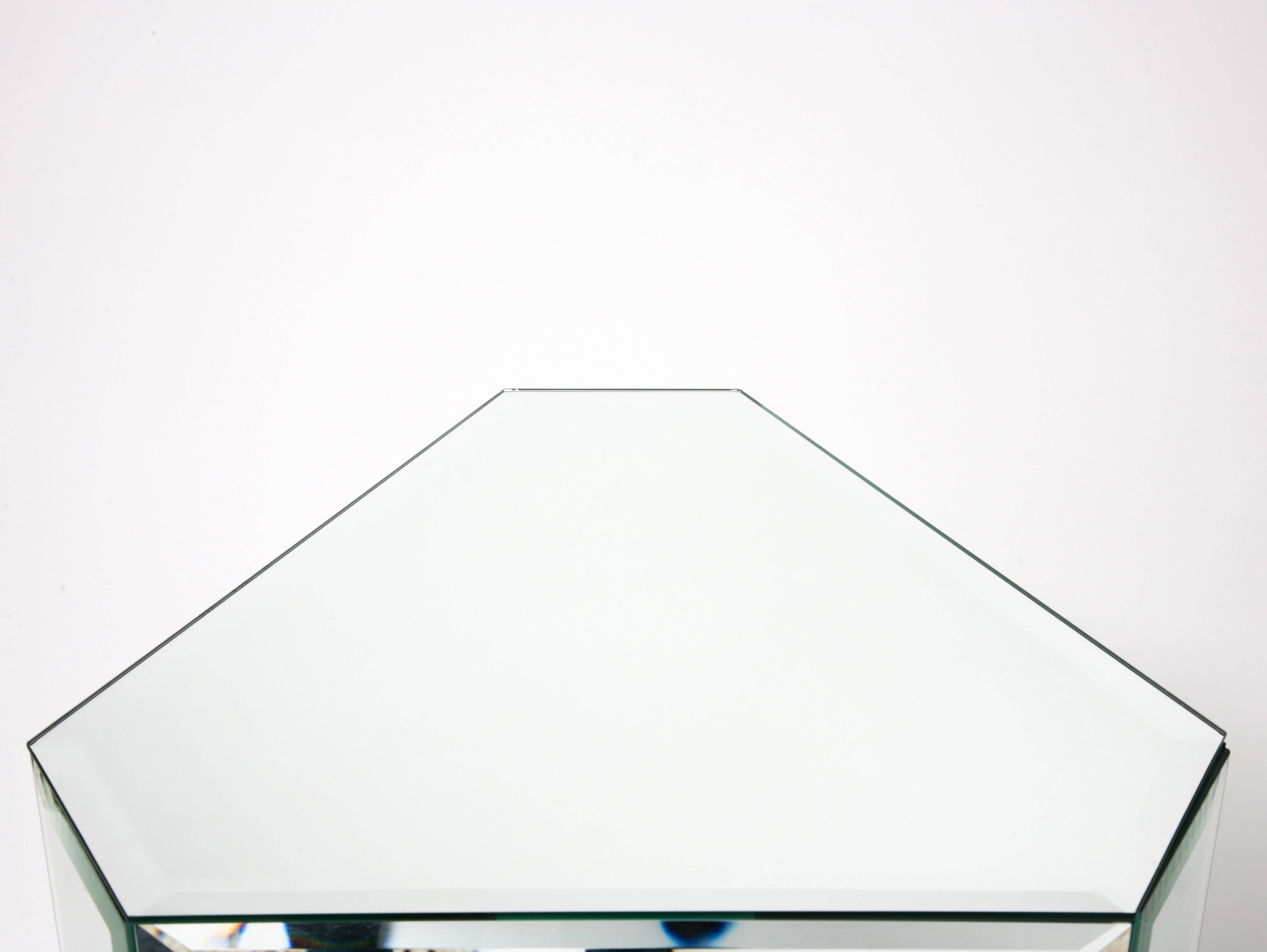 Pair of Triangular Shaped Mirror Pedestals with Beveled Edges 1