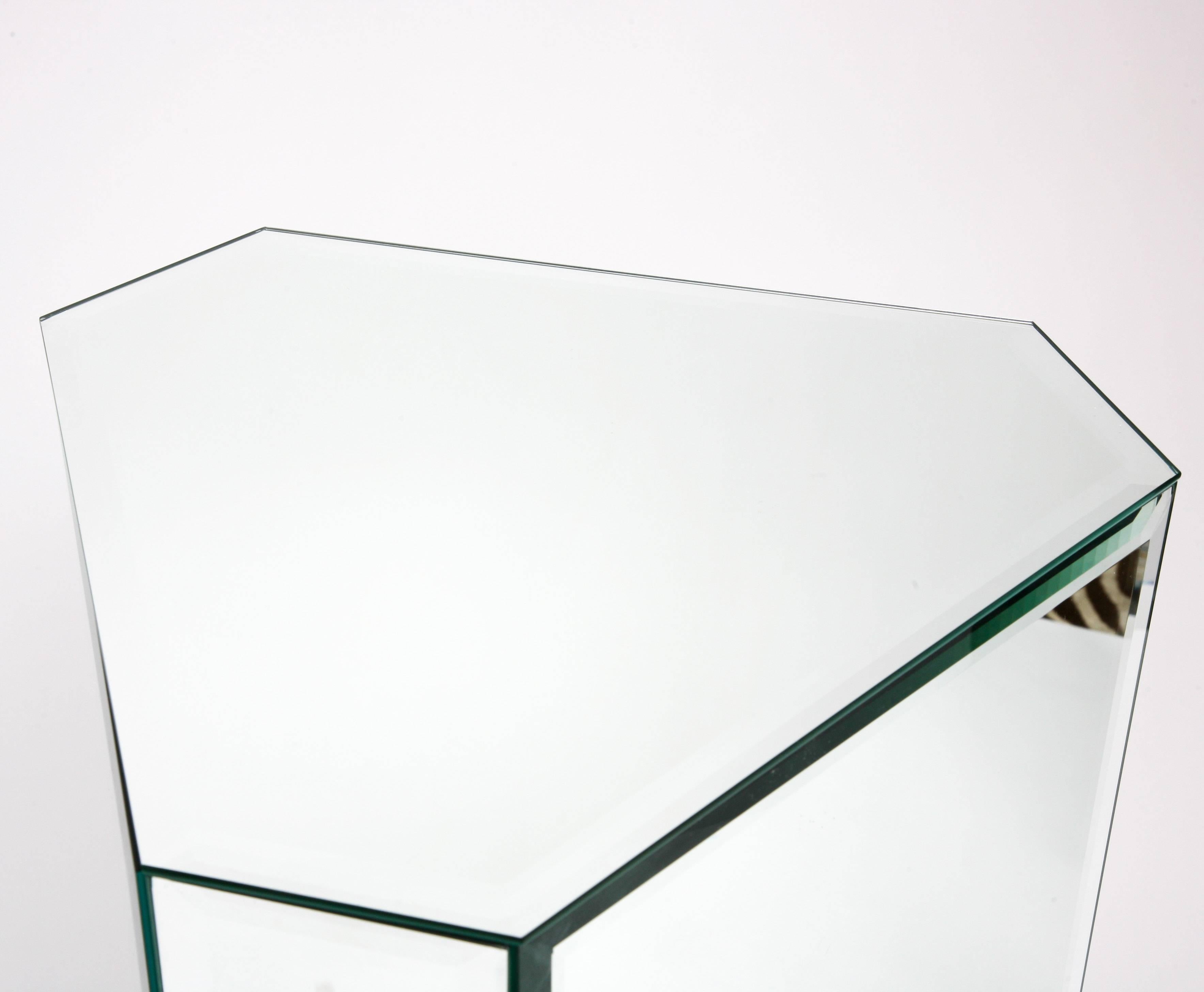 20th Century Pair of Triangular Shaped Mirror Pedestals with Beveled Edges