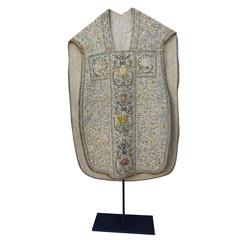 Antique 18th Century Italian Embroidered Vestment on Iron Stand