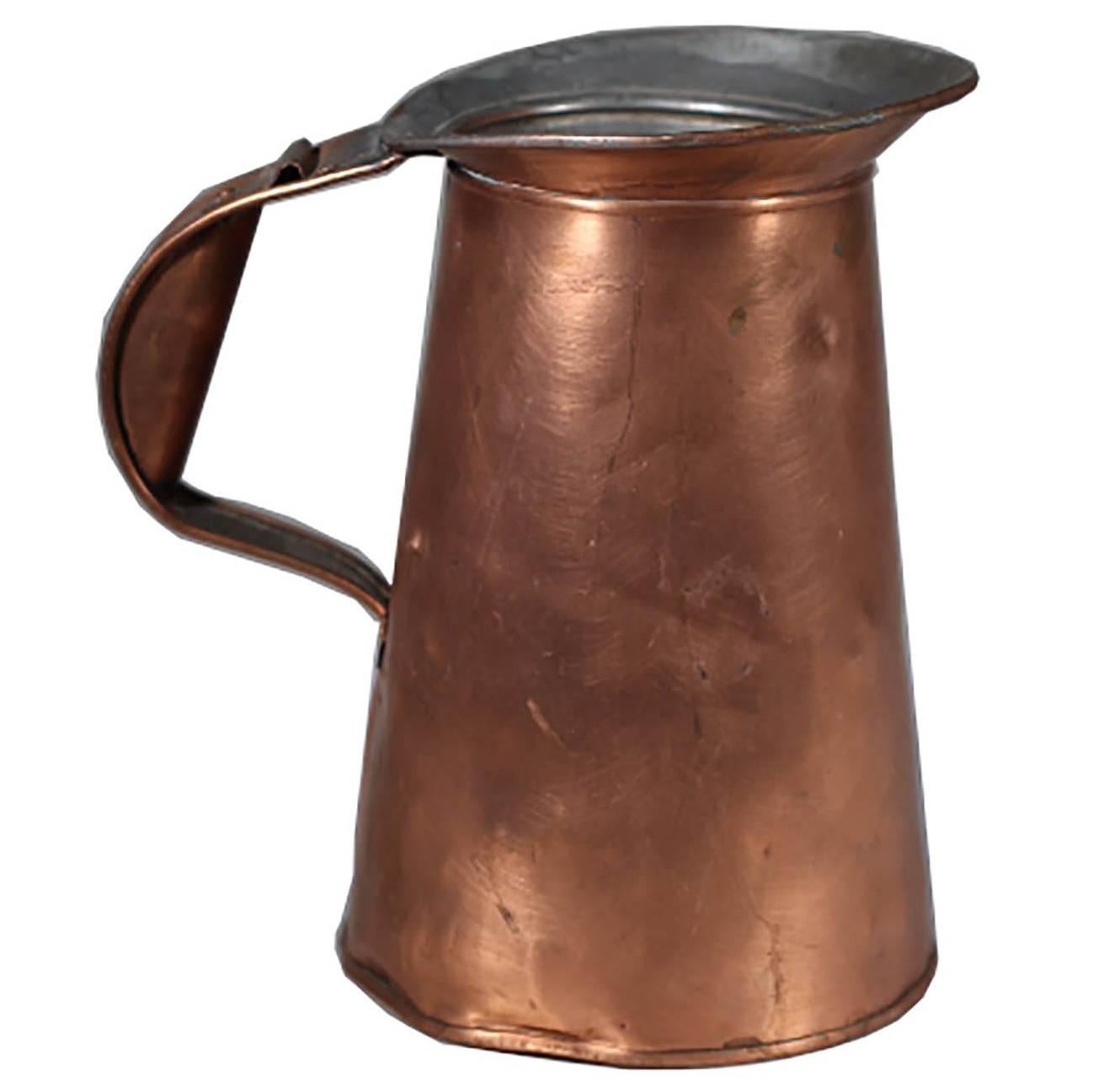 Vintage Copper Pitcher and Copper Tray