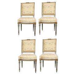 Vintage Set of Four Very Fine Maison Jansen Dining Side Chairs With Scalamandre Fabric