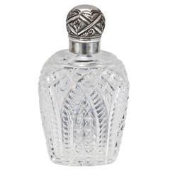 Sterling Silver-Mounted Cut Crystal Perfume Flask