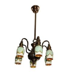 Six-Arm Chandelier with Pulled Feather Shades 5