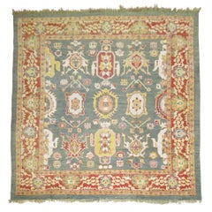 Green Turkish Square Oushak Rug