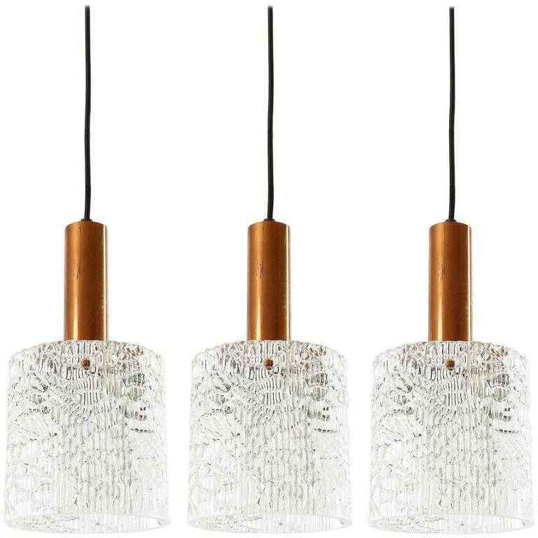 1 Of 16 Kalmar Pendant Lights Textured Glass And Patinated Copper 1 Of 16 Kalmar Pendant Lights Textured Glass And Patinated Copper 1950s For