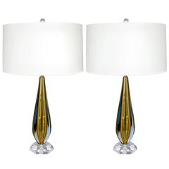 Gold Vintage Murano Sommerso Lamps