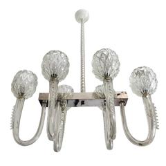Barovier 1940s Moderne Italian Murano Glass Chandelier 11
