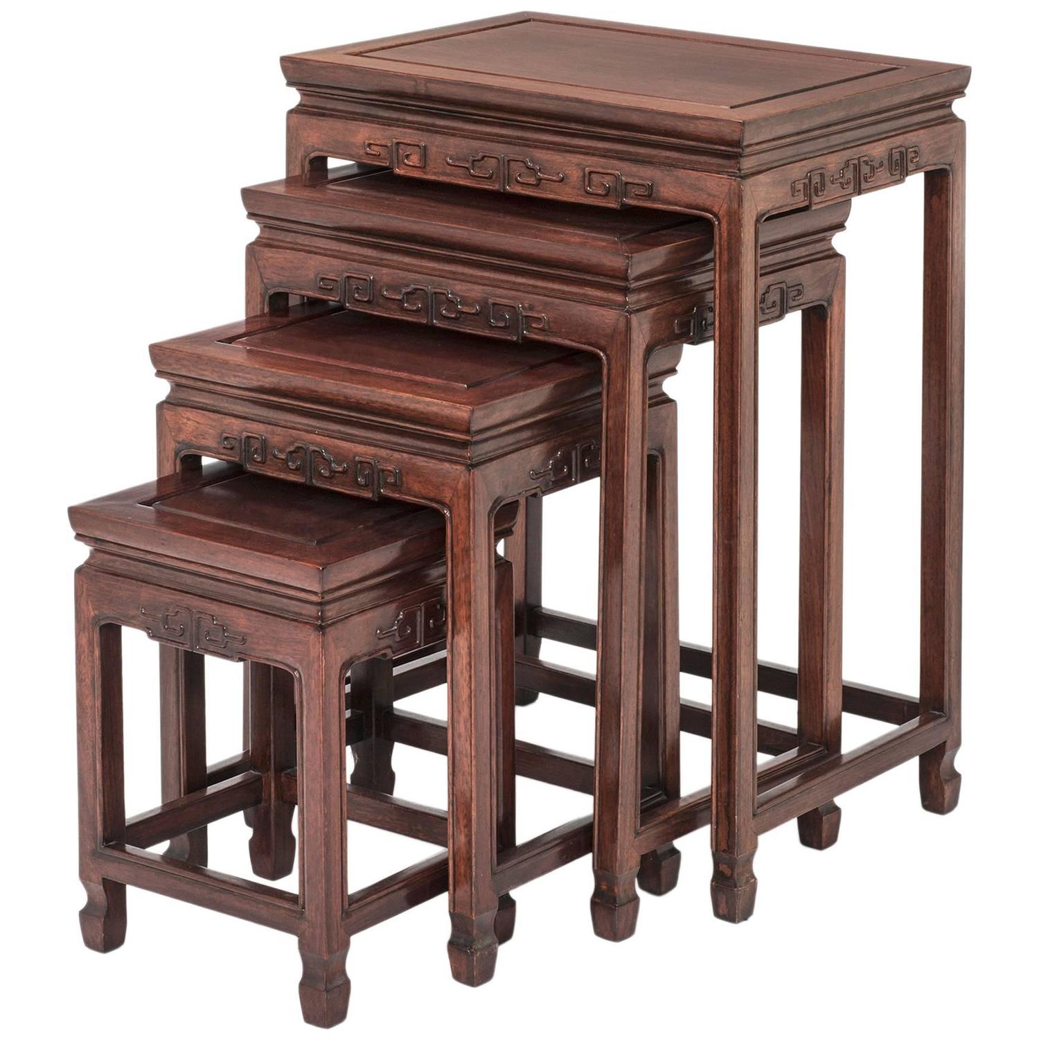 Rosewood Chinese Nesting Tables For Sale at 1stdibs