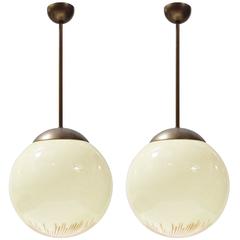 Italian Murano "Anemone" Glass Globe Pendants by Venini 11