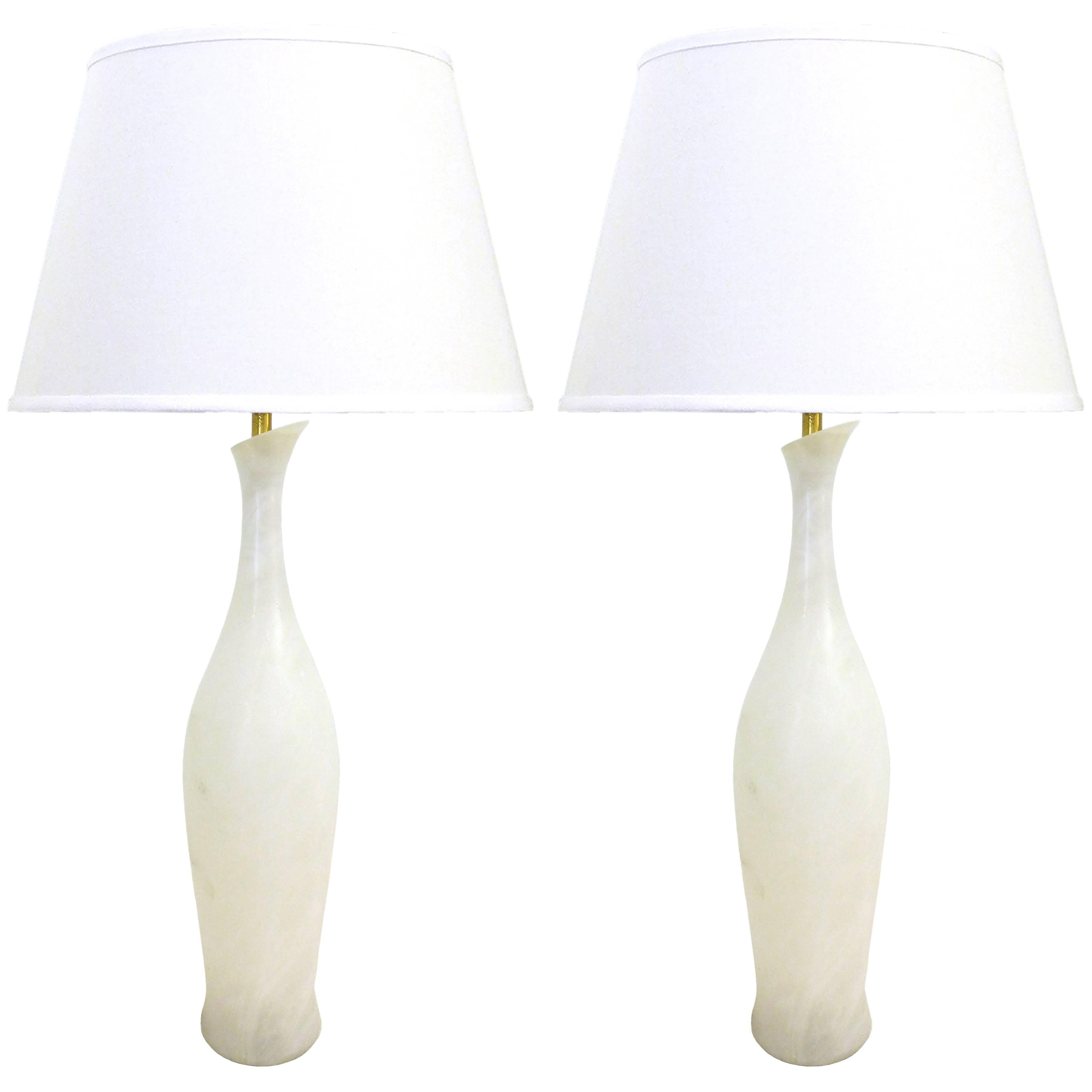 Pair of Italian Alabaster Table Lamps