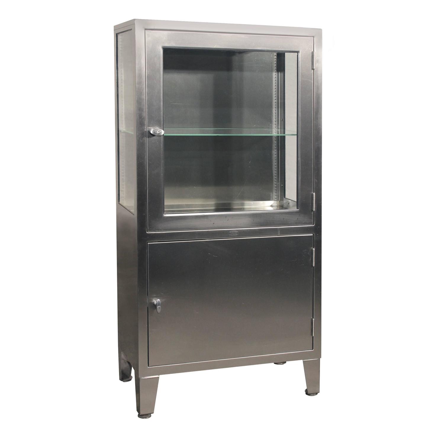 Vintage Stainless Steel Lighted Industrial Or Medical Display Vintage Stainless Steel Lighted Industrial or Medical Display Cabinet at 1stdibs - Vintage Stainless Steel Lighted Industrial Or Medical Display
