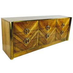 Gorgeous Mastercraft Zebrano Wood Dresser with Brass Accents