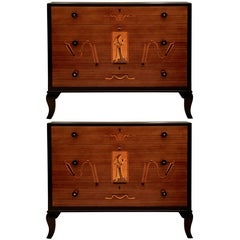 Italian Mahogany and Maple Chest of Drawers