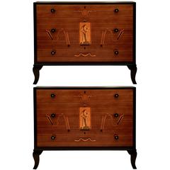 Italian Mahogany and Maple Chest of Drawers 12