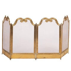 French Antique Solid Brass Firescreen