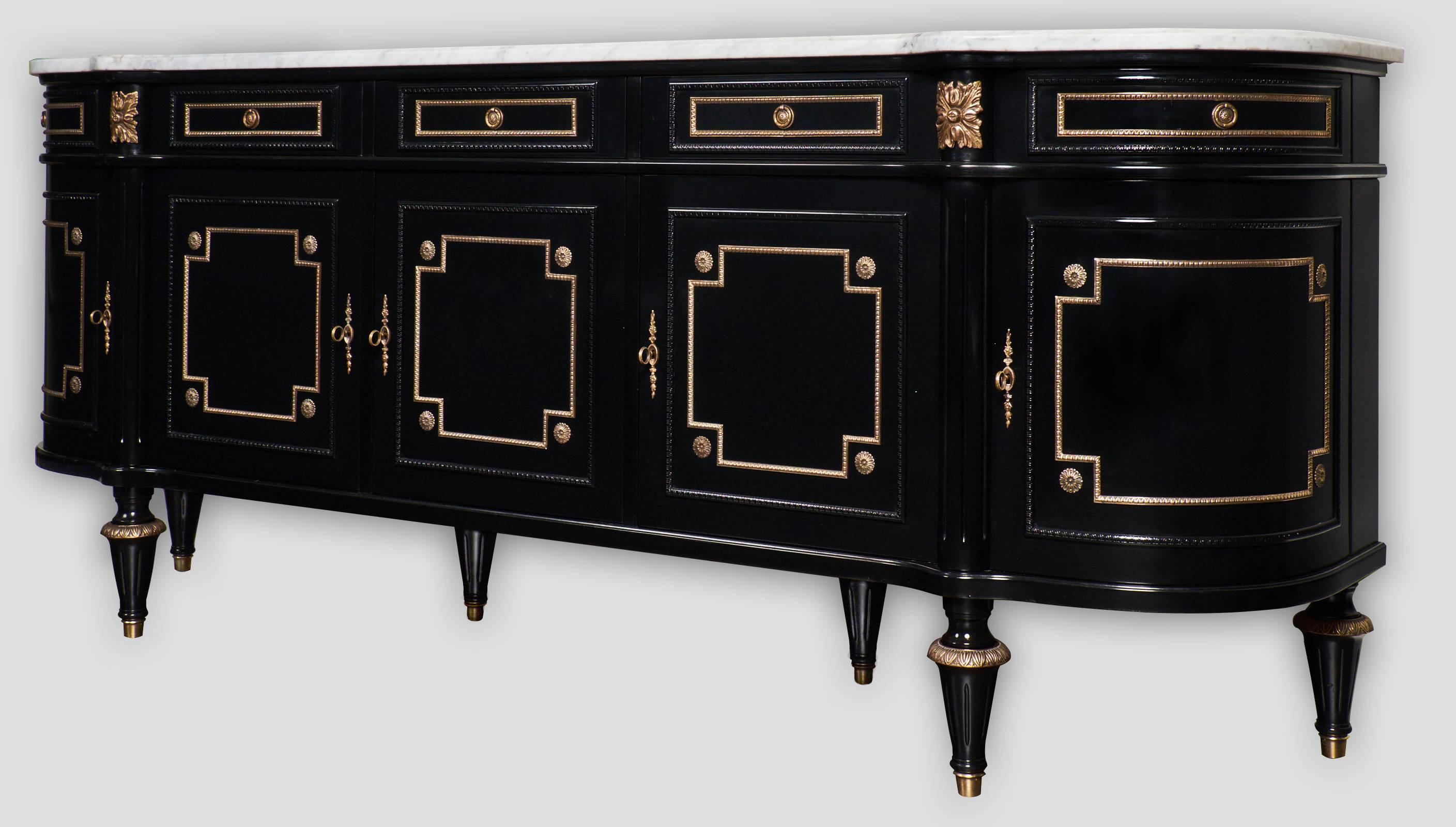 Ebonized French Antique Louis XVI Style Grand Buffet or Enfilade