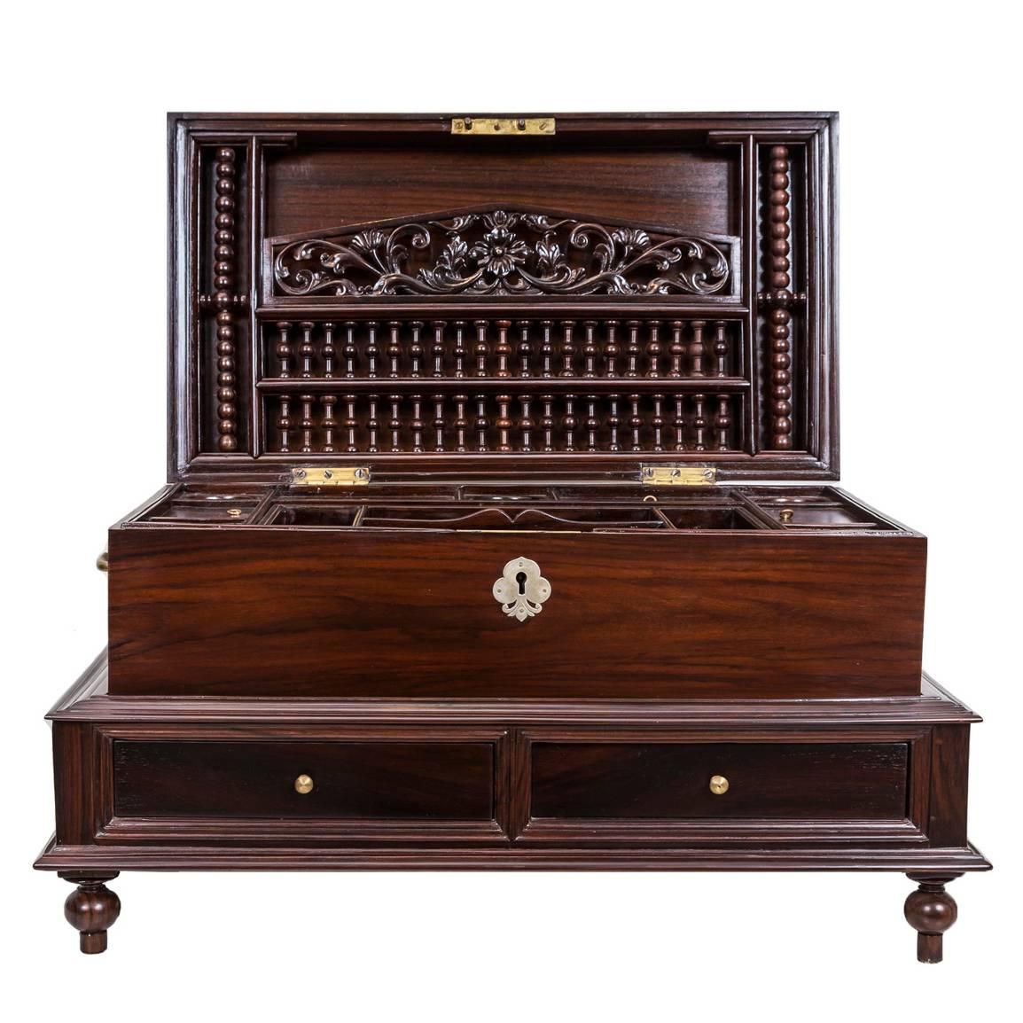 Indo-Dutch or Dutch Colonial Rosewood Box on Stand