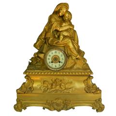 Large 18th Century French Bronze Sculpture Mantel Clock