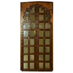 Antique Mughal Carved Wood Doors, circa 19th Century 