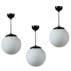 1950s Bakelite and Glass Pendant Light, Three Pieces available