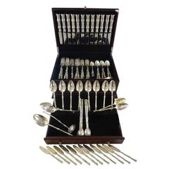Retro Bamboo by Tiffany Sterling Silver Dinner Flatware Set for 12 Service 98 Pieces