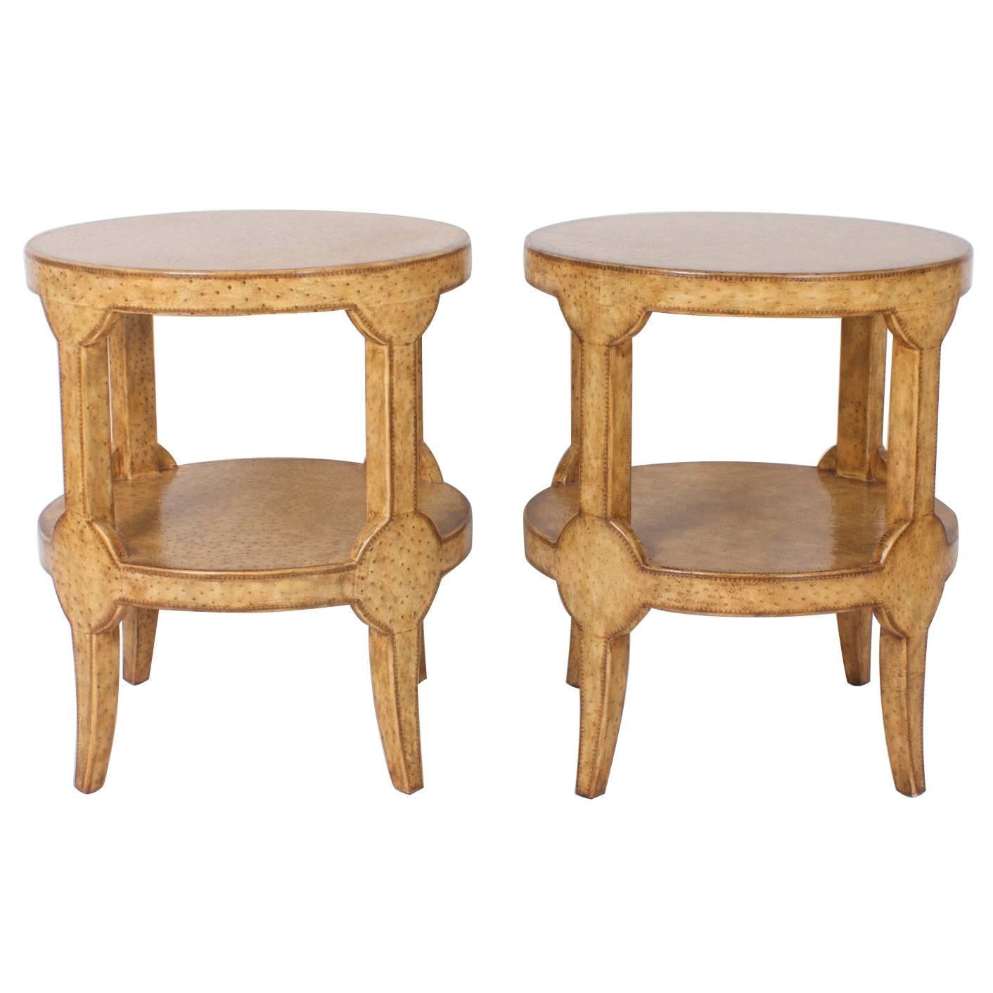 Pair of Faux Ostrich End Tables