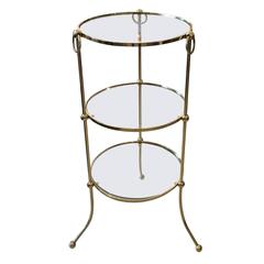 Italian Brass Campaign Style Three-Tier Side Table