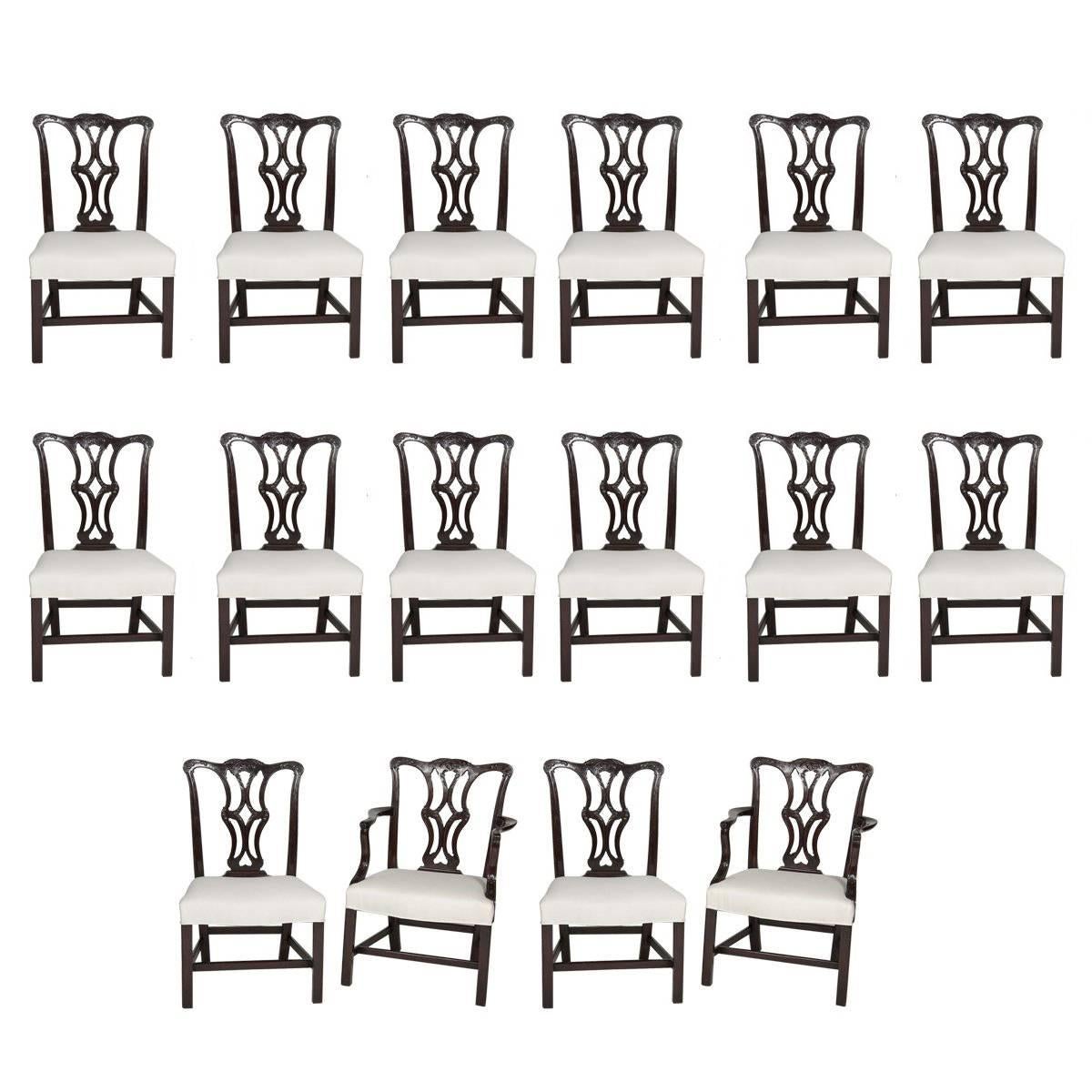 Set of Sixteen George III Style Mahogany Dining Chairs