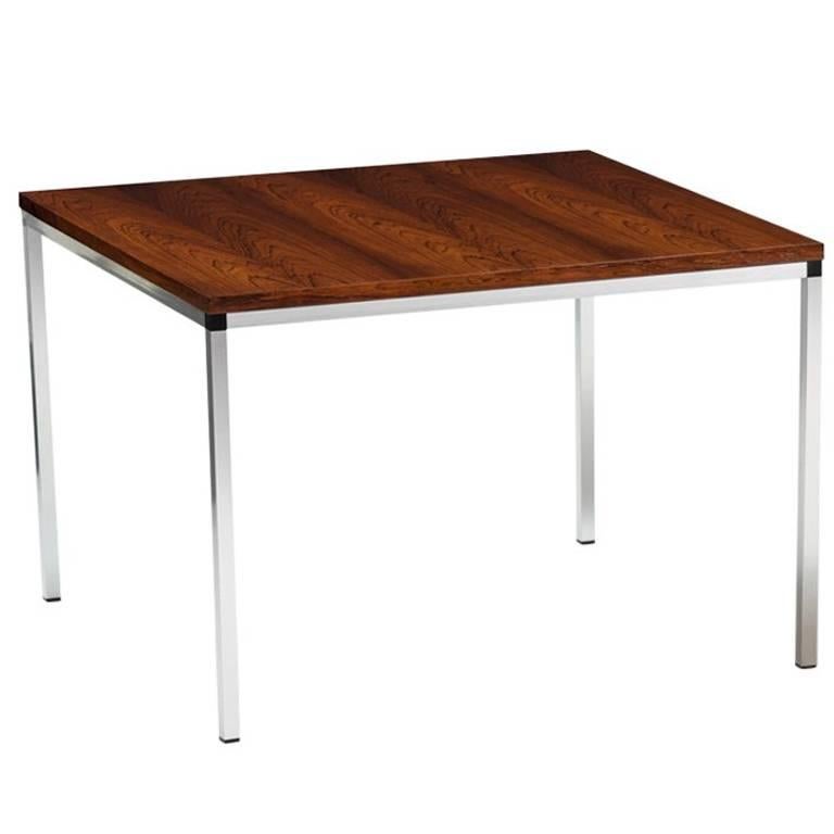 Rosewood and chrome square Side tables One Pair For Sale