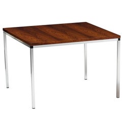 Rosewood and chrome square Side tables One Pair