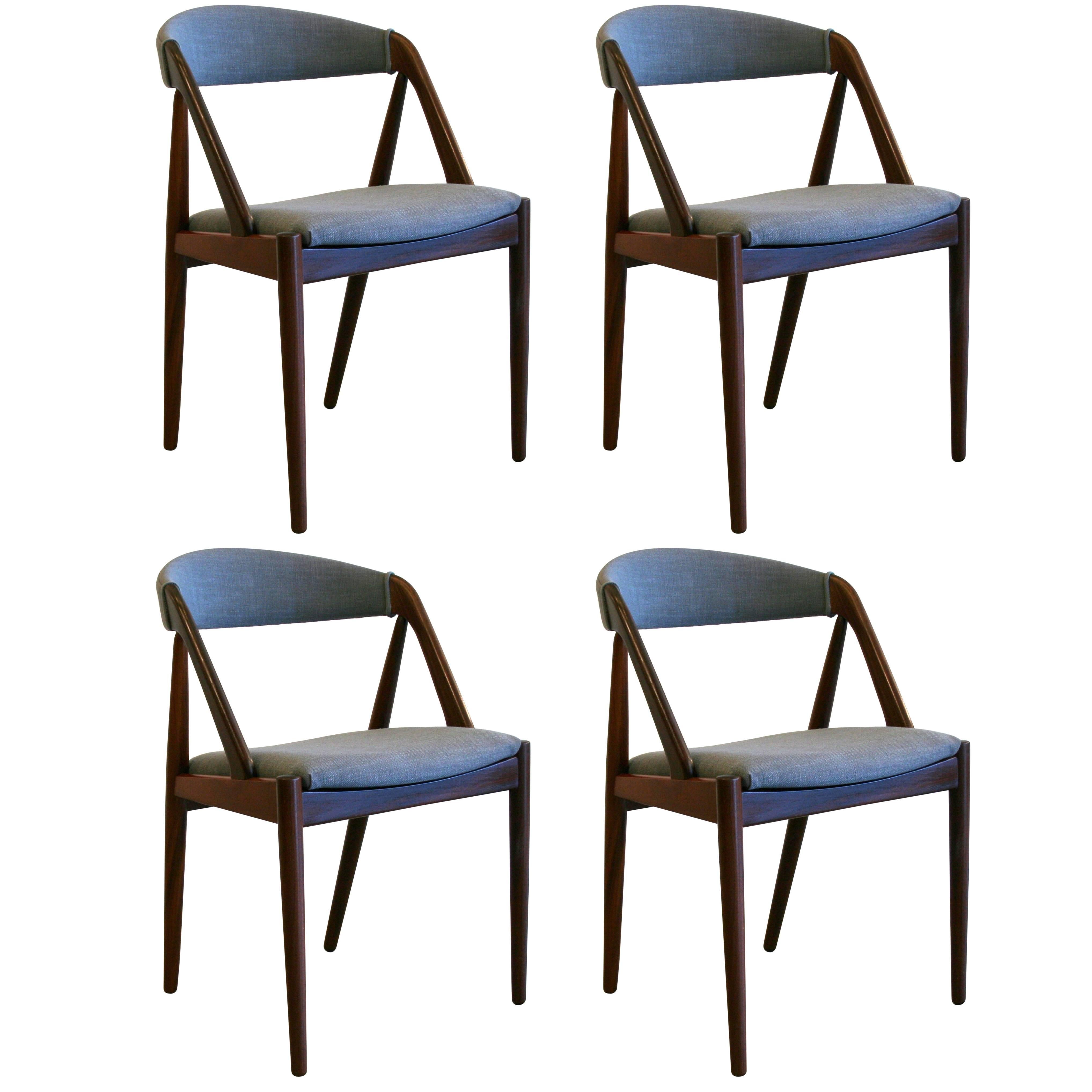 Set of 4 Vintage Danish Teak Model 31 Dining Chairs by Kai Kristiansen For Sale