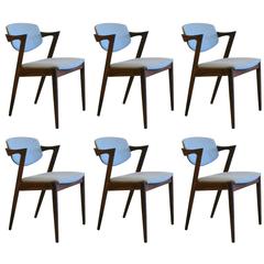 Set of Six Vintage Rosewood Model 42 Dining Chairs by Kai Kristiansen