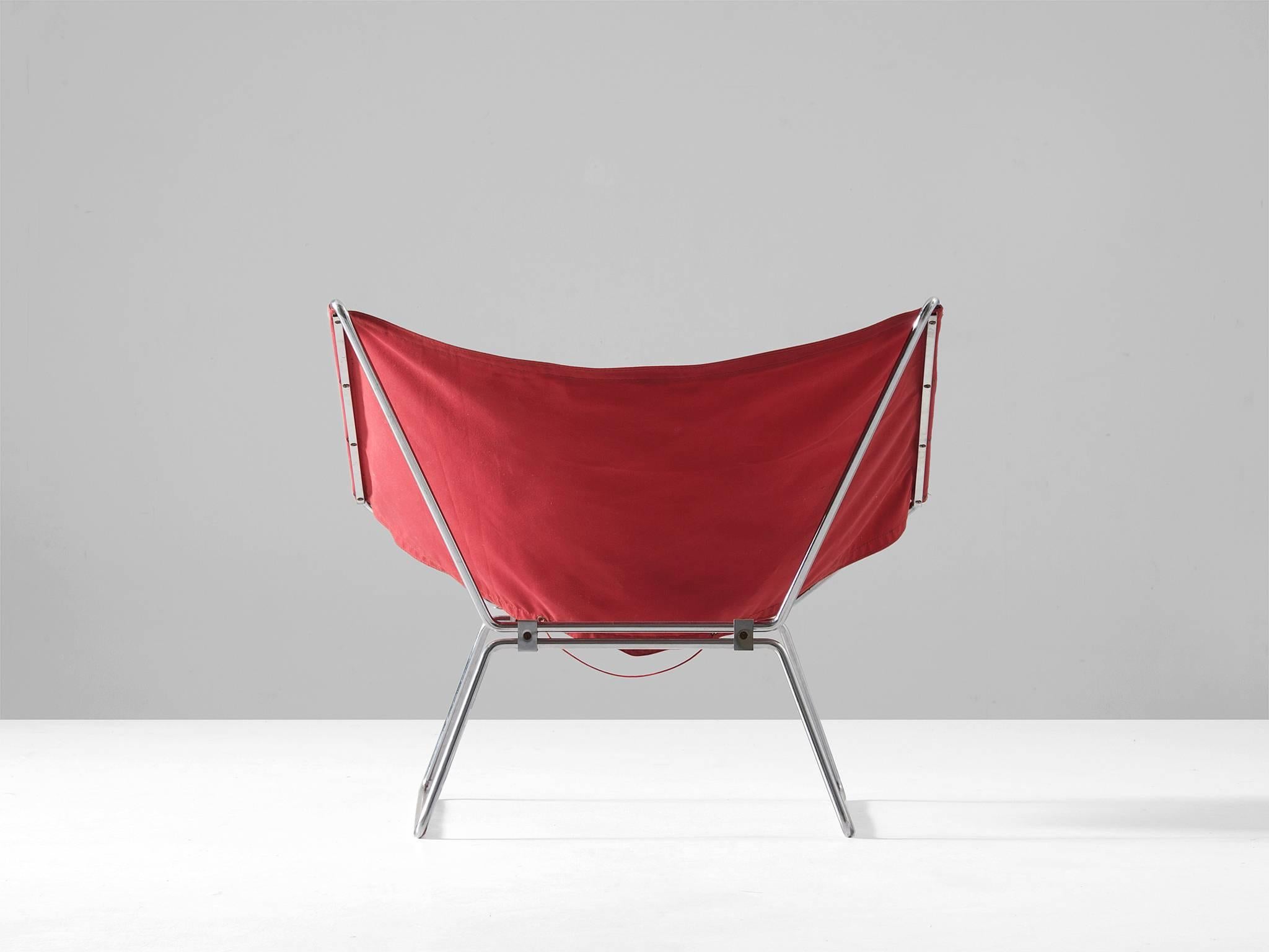 Dutch Pierre Paulin Rare Red Canvas Easy Chair for Polak