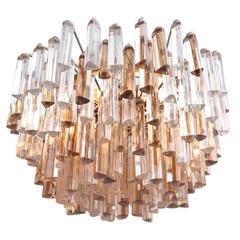 XL Venini Chandelier in Murano Amber and Clear Glass, 1960s