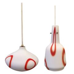 Two Art Glass Pendants by Lightolier 12