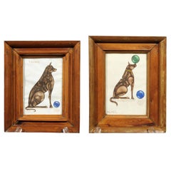 Pair of Art Deco Period Watercolor Studies of Dogs