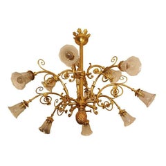 Twelve-Arm Gilt Bronze Chandelier