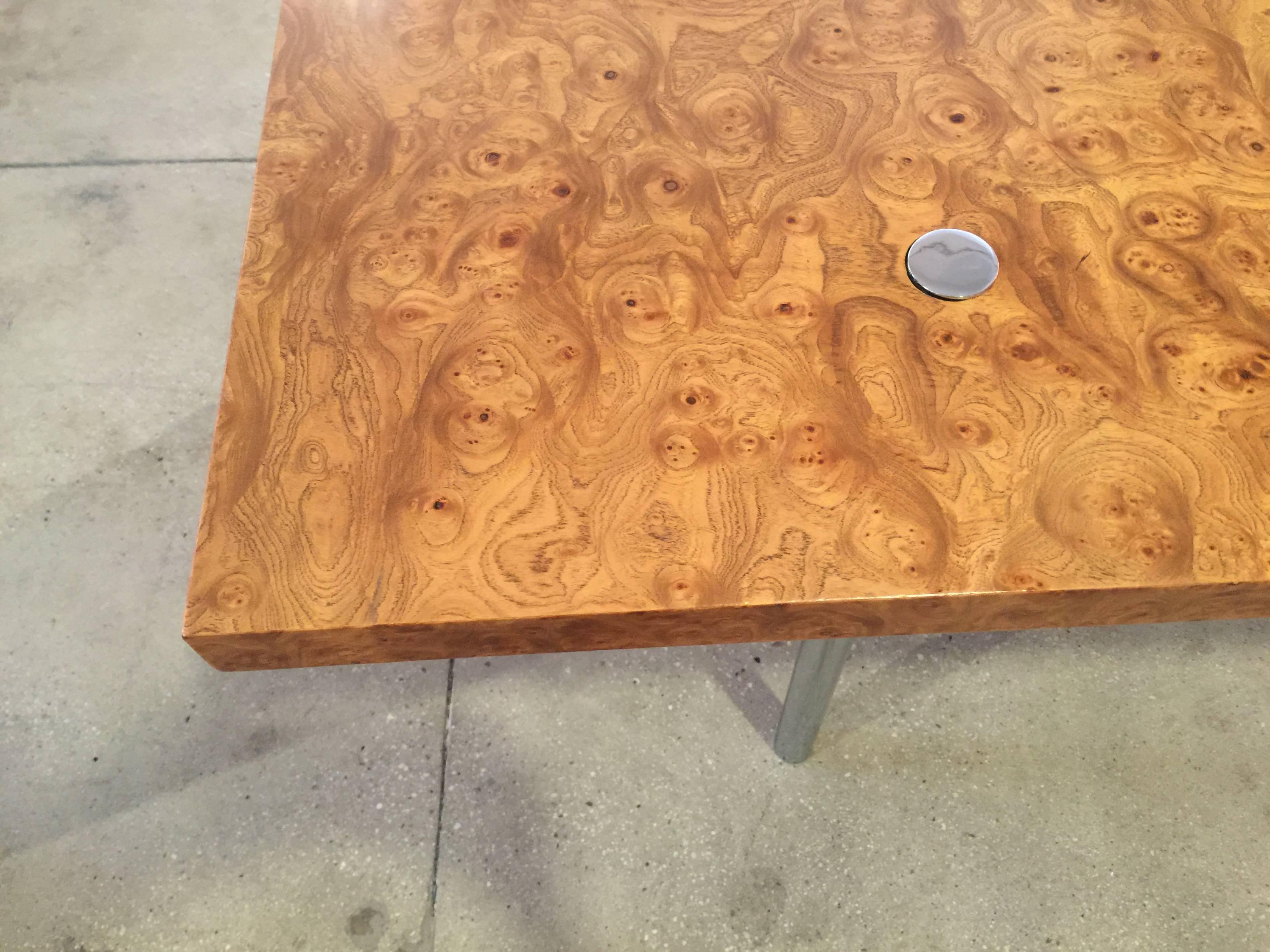 Katavalos, Littel and Kelly Minimalist Burl Dining Table In Good Condition For Sale In New York, NY